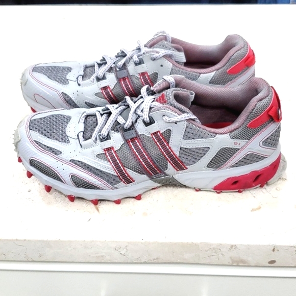 Adidas shoes women's size 10 gray red Kanadia Tr3 Trail Hiker Running Rugged - Picture 1 of 12